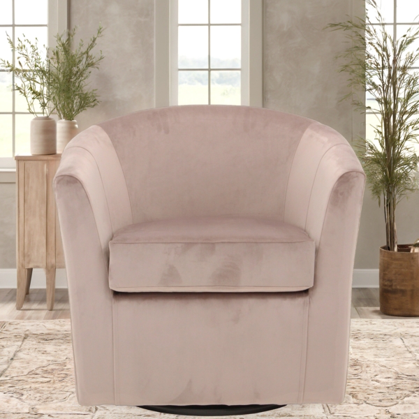 Light Pink Swivel Barrel Accent Chair