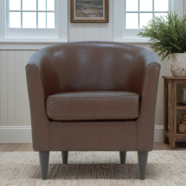 Cognac Faux Leather Winslow Accent Chair
