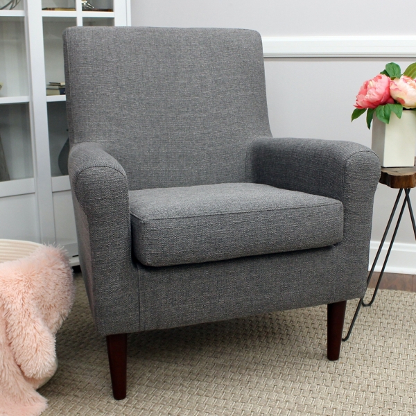 Gray Ellen Rolled Arms Accent Chair