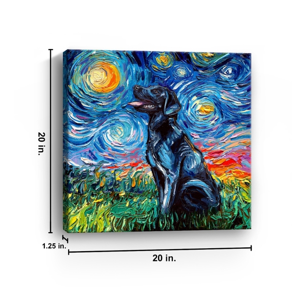 Aja Trier Black Lab Starry Night Canvas Print