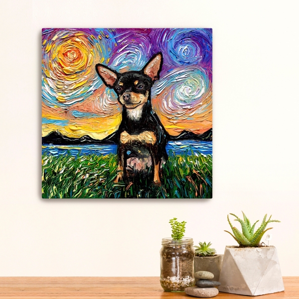 Aja Trier Chihuahua Starry Night Canvas Print