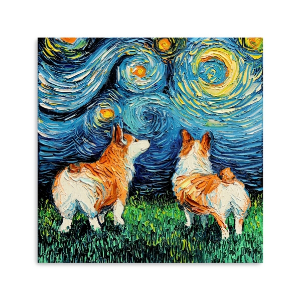 Aja Trier Corgis Starry Night Canvas Art Print