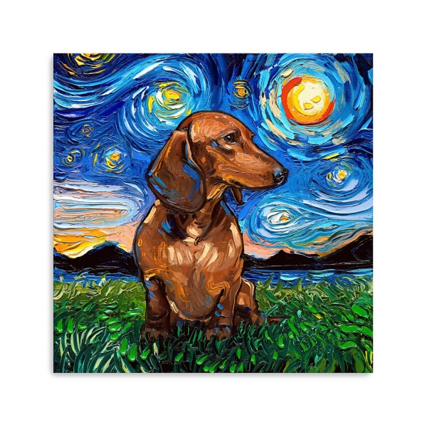 Aja Trier Dachshund I Starry Night Canvas Print