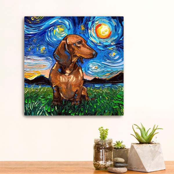 Aja Trier Dachshund I Starry Night Canvas Print