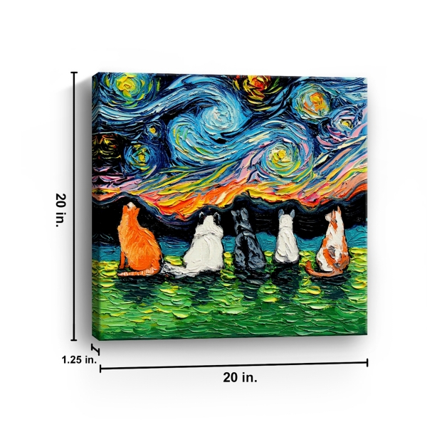 Aja Trier Cat Friends Starry Night Canvas Print