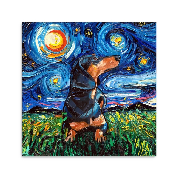 Aja Trier Dachshund II Starry Night Canvas Print