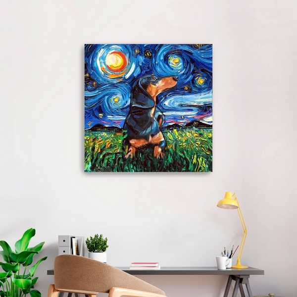 Aja Trier Dachshund II Starry Night Canvas Print
