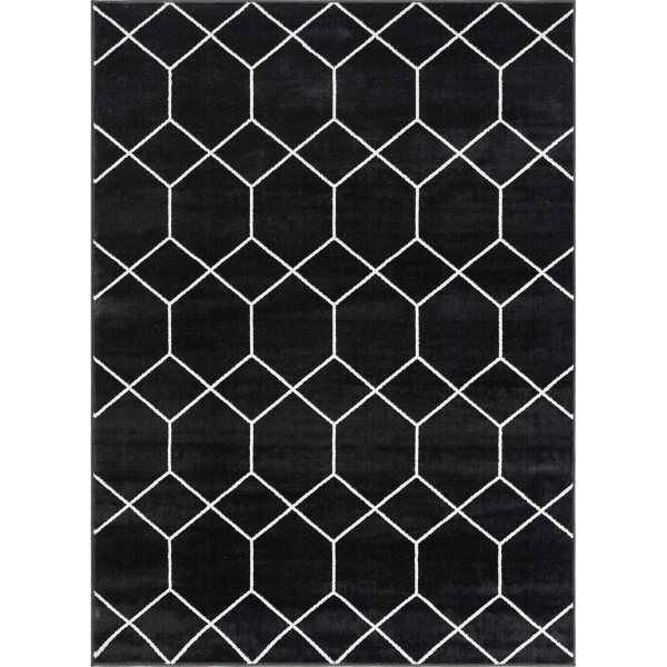 Black and White Trellis Woven Area Rug, 5x7 Kirklands Home