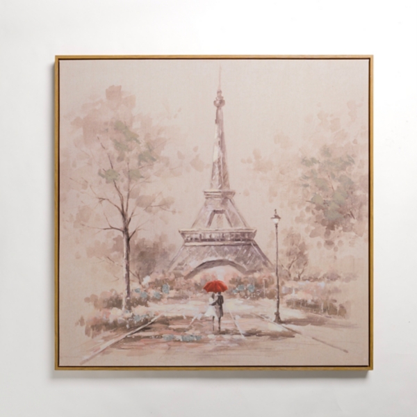 Rainy Day in Paris Framed Canvas Art Print