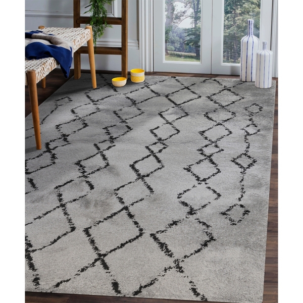 Gray Striped Diamond Area Rug, 5x8