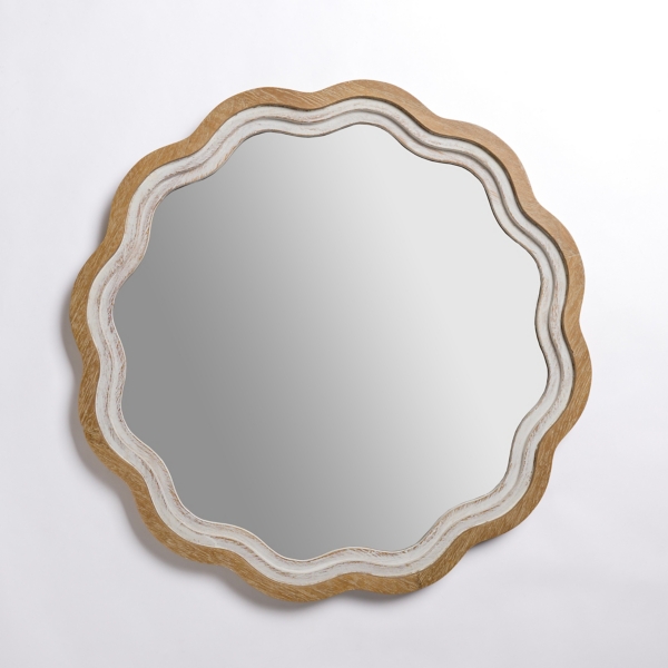 Kirklands Shelby Natural Wood Scalloped Wall Mirror Hamilton Place