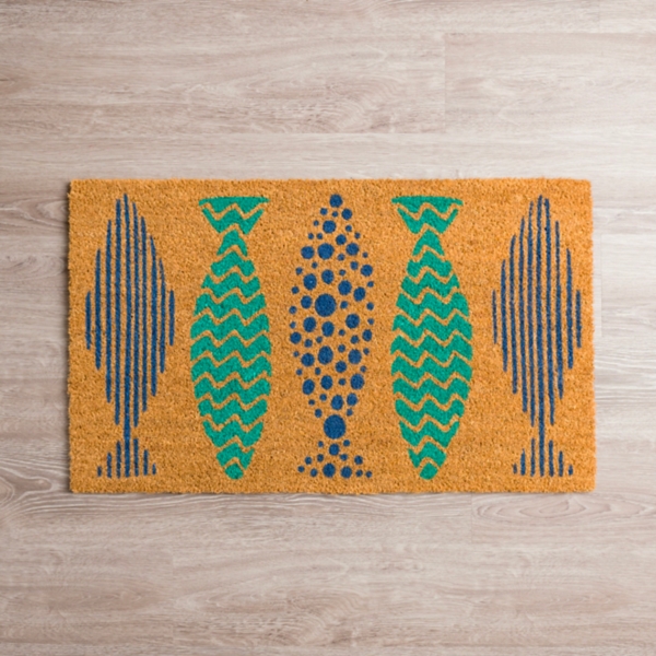 Blue Patterned Fish Doormat Kirklands Home