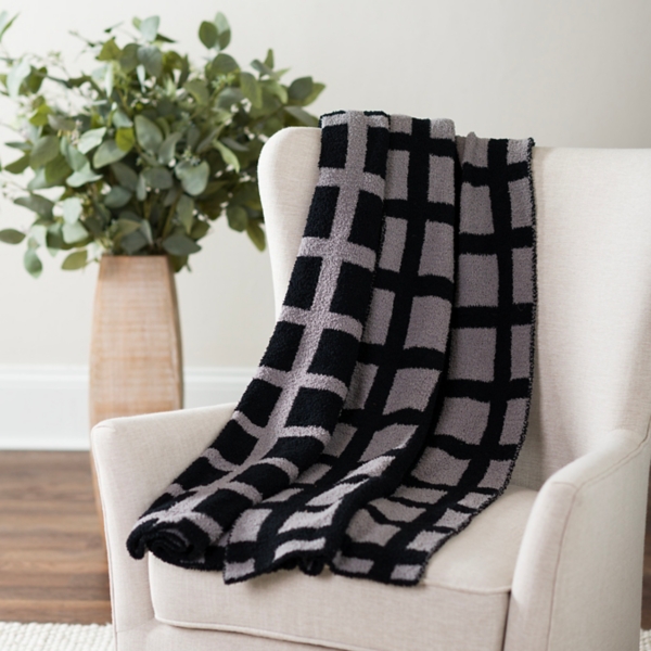 Black Gingham Cloud Throw Kirklands Home