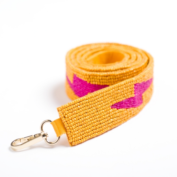 Yellow and Pink Lightning Beaded Purse Strap