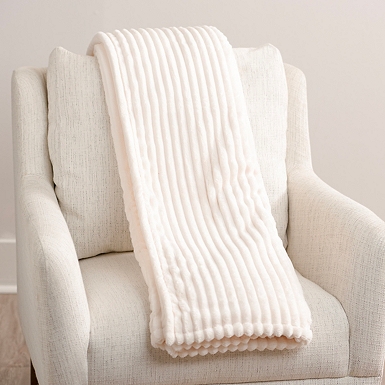 Ivory Chenille Cable Knit Throw