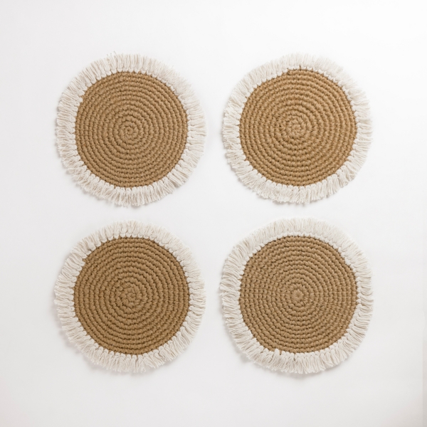 Round White Fringe Jute Placemat Kirklands Home