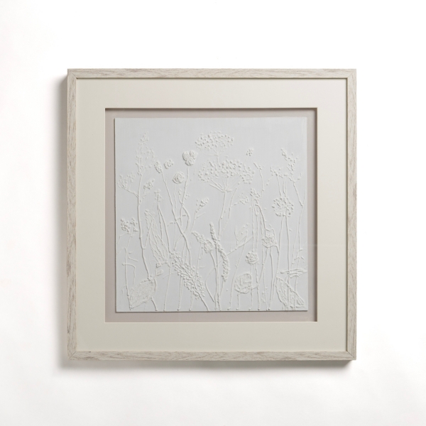White Textured Botanical Wall Plaque