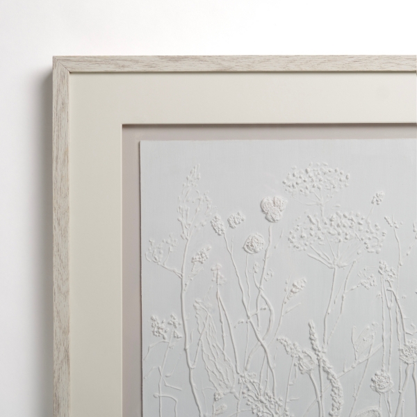 White Textured Botanical Wall Plaque