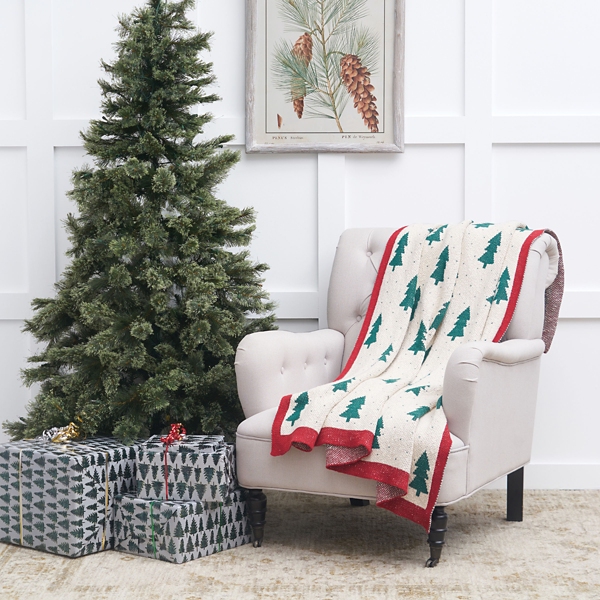 Christmas Trees Dotted Throw