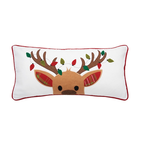 Christmas Lumbar Decorative Throw Pillow Covers Red Green Deer