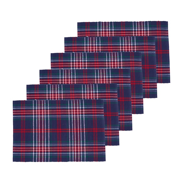 Blue and Red Douglas Plaid Placemats, Set of 6