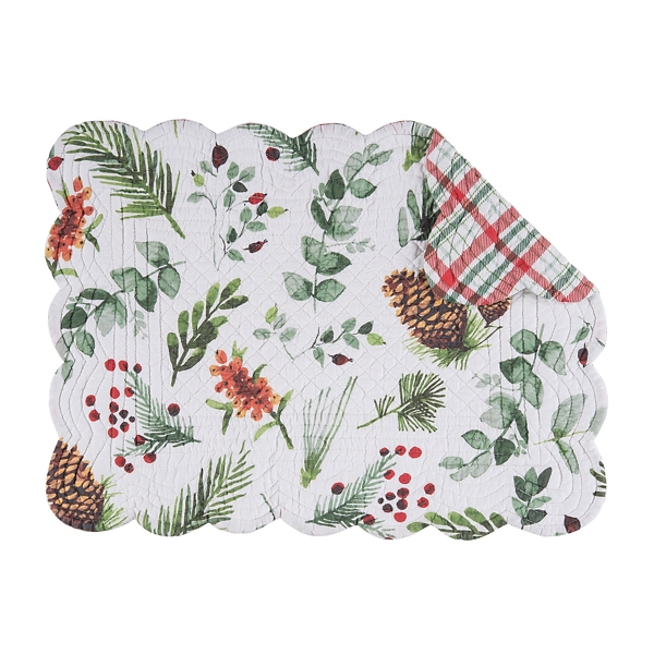 Pinecone and Plaid Reversible Placemats, Set of 6 Kirklands Home