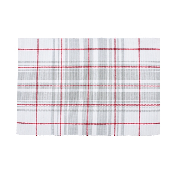 Gray and Red Plaid Placemats, Set of 6
