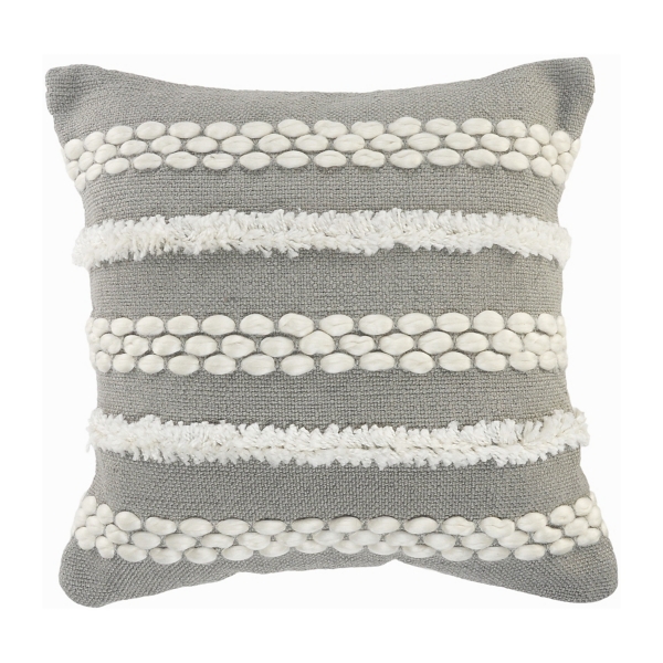 Gray Tufted Indoor/Outdoor Pillow