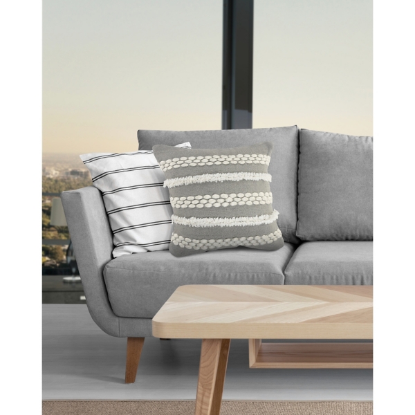 Kirklands Gray Tufted Indoor/Outdoor Pillow Hamilton Place