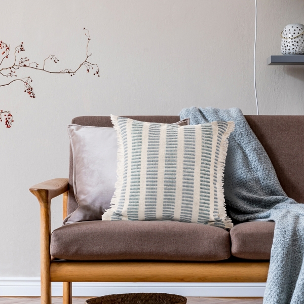 Blue Dashed Indoor/Outdoor Pillow