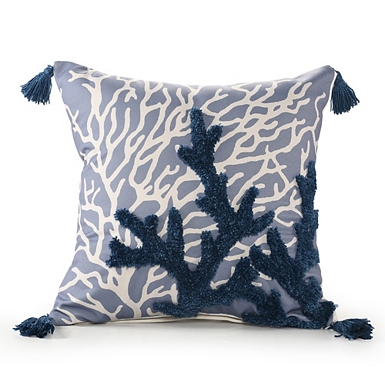 Navy and coral outlet pillows