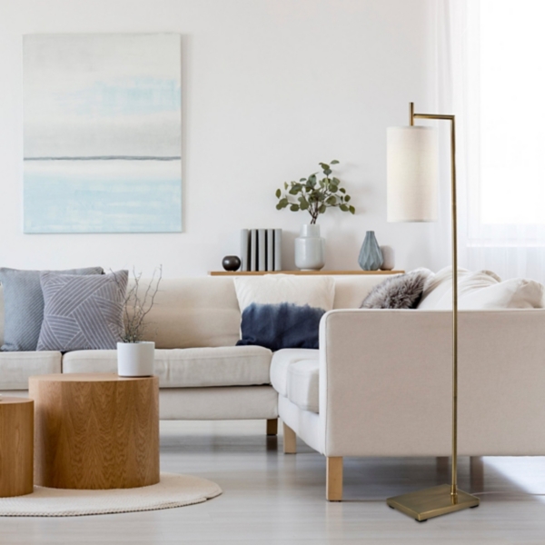 Leon Antique Brass Metal Floor Lamp