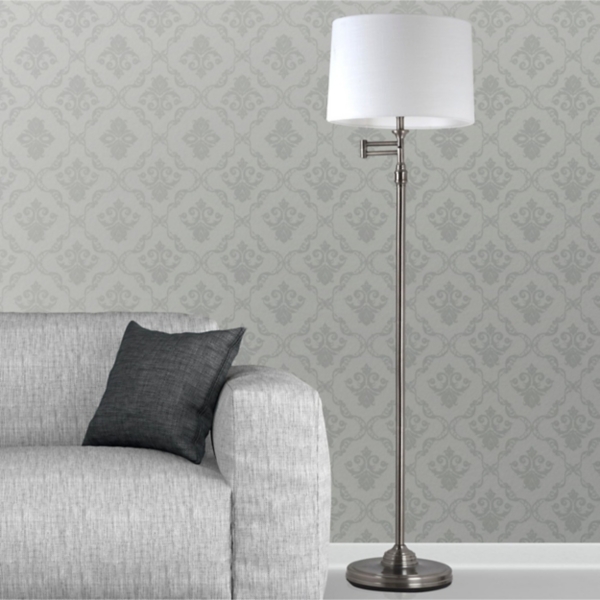 Antique Pewter Swing Arm Floor Lamp