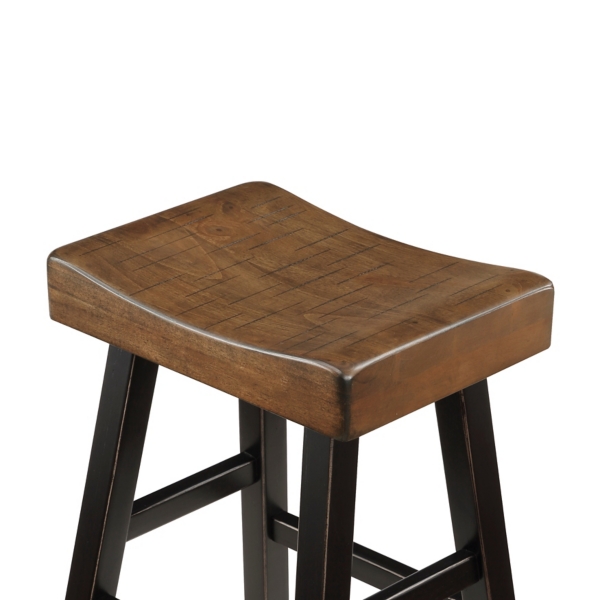 Brown & Black Wood Counter Stools, Set of 2