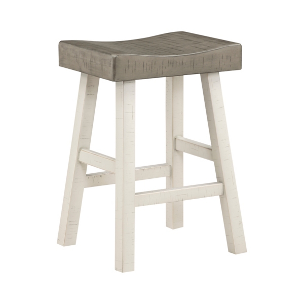 Gray & White Wood Counter Stools, Set of 2