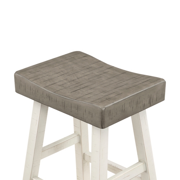 Gray & White Wood Counter Stools, Set of 2