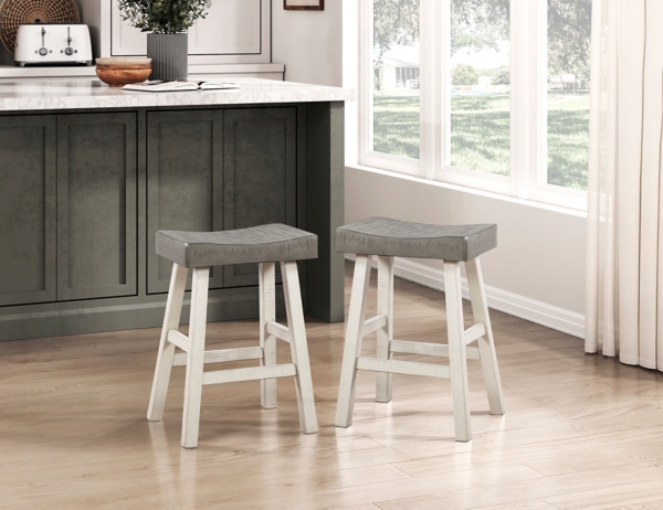 Gray & White Wood Counter Stools, Set of 2 | Kirklands Home