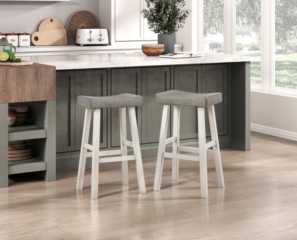 Gray & White Wood Bar Stools, Set of 2 Kirklands Home
