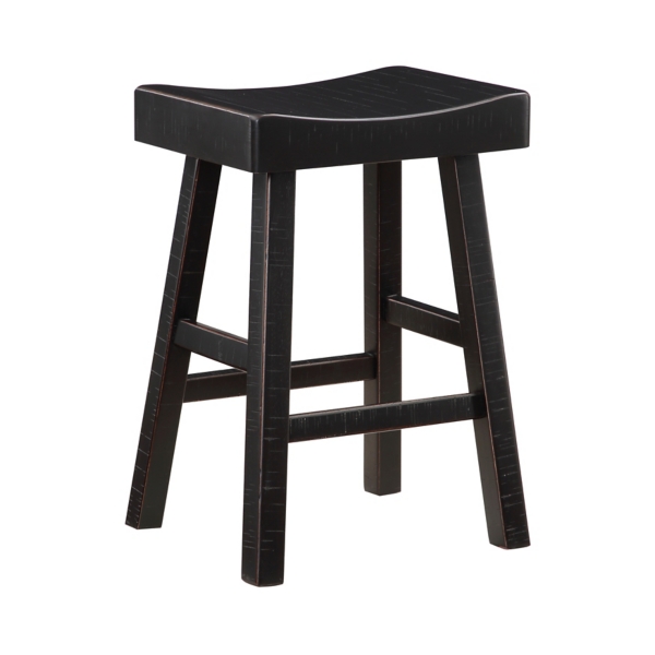 Black Wood Counter Stools, Set of 2