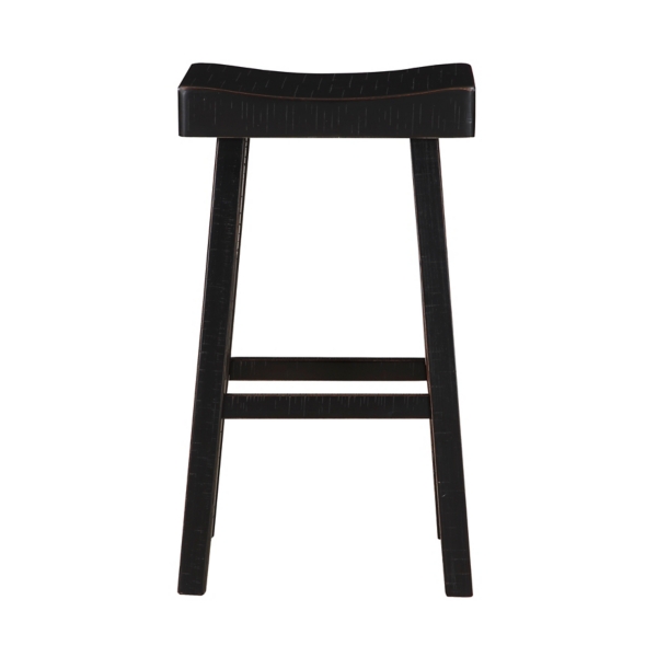 Black Wood Bar Stools, Set of 2