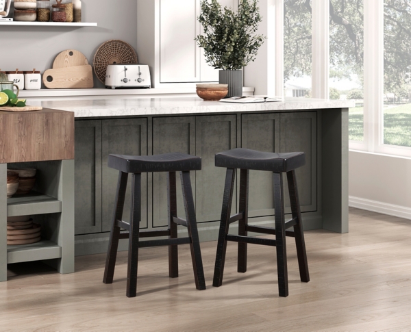 Black Wood Bar Stools, Set of 2 | Kirklands Home