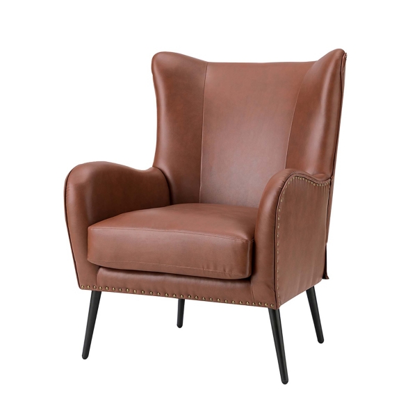 Diomedes Brown Vegan Leather Accent Chair