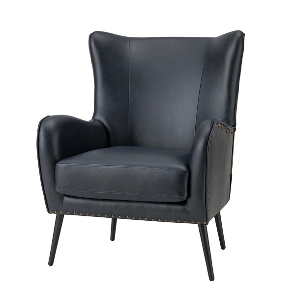 Diomedes Navy Vegan Leather Accent Chair