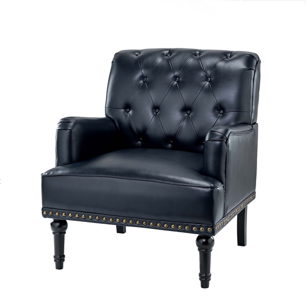 Kirklands Battista Navy Vegan Leather Accent Chair Hamilton Place