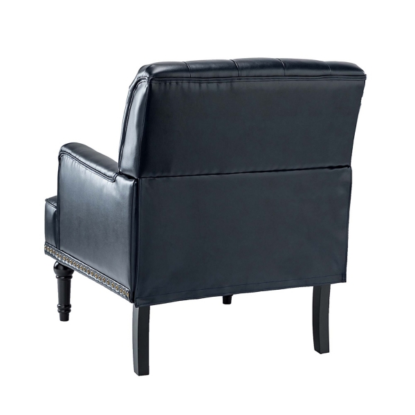 Kirklands Battista Navy Vegan Leather Accent Chair Hamilton Place