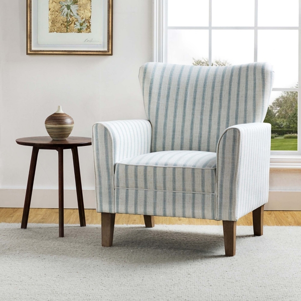 Gustaf Blue Striped Armchair