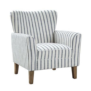 Blue White Carved Slope Stripe Accent Chair