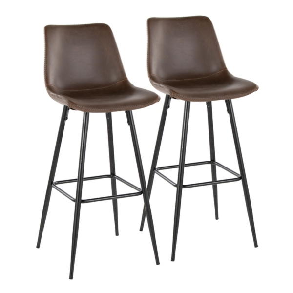 Espresso Faux Leather Metal Bar Stools, Set of 2 Kirklands Home