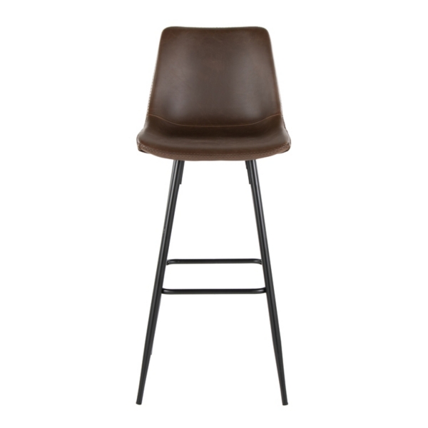 Espresso Faux Leather Metal Bar Stools, Set of 2