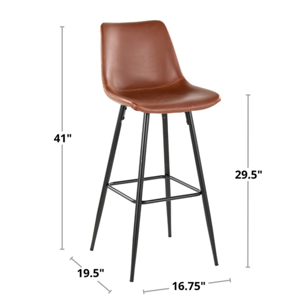 Espresso Faux Leather Metal Bar Stools, Set of 2